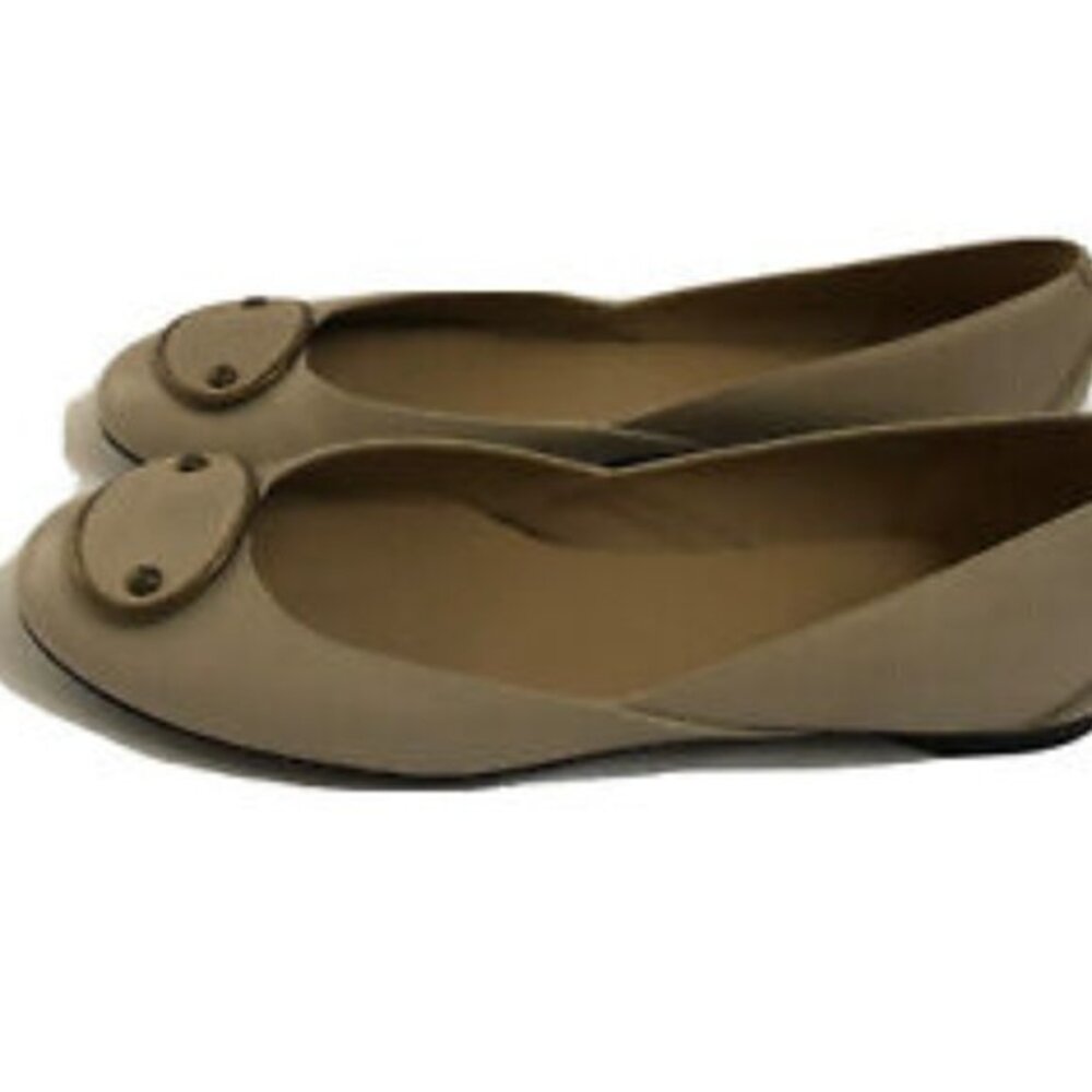 Talbots Womens Flat Shoes 9.5 Genuine Leather  Tan Beige Ballet Slipons
